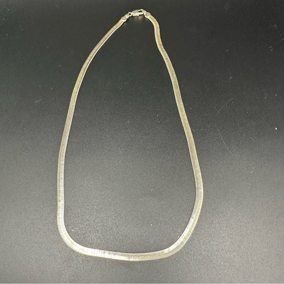 Gold-Tone Flat Herringbone Chain Necklace – Lobster Clasp - Picture 5 of 6